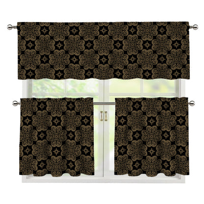 Gold Clover St. Patrick's Day Print 3 Piece Kitchen Curtains
