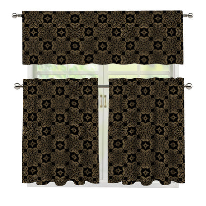 Gold Clover St. Patrick's Day Print 3 Piece Kitchen Curtains