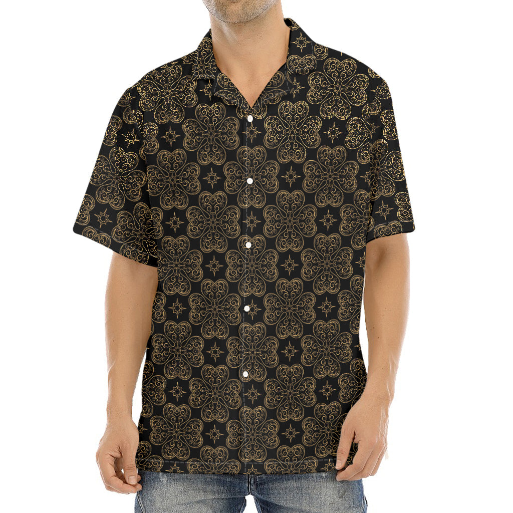 Gold Clover St. Patrick's Day Print Aloha Shirt