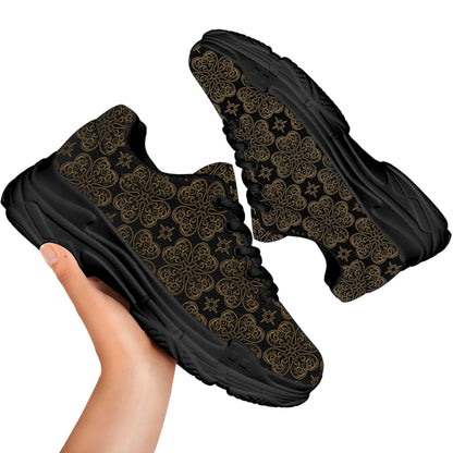 Gold Clover St. Patrick's Day Print Black Chunky Shoes