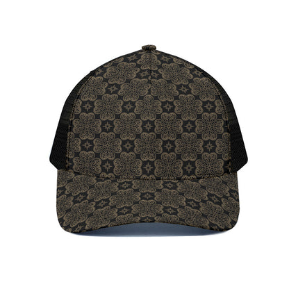 Gold Clover St. Patrick's Day Print Black Mesh Trucker Cap