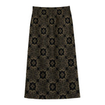 Gold Clover St. Patrick's Day Print Cotton Front Slit Maxi Skirt