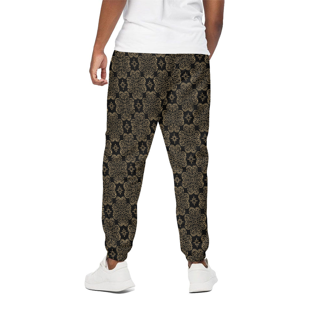 Gold Clover St. Patrick's Day Print Cotton Pants