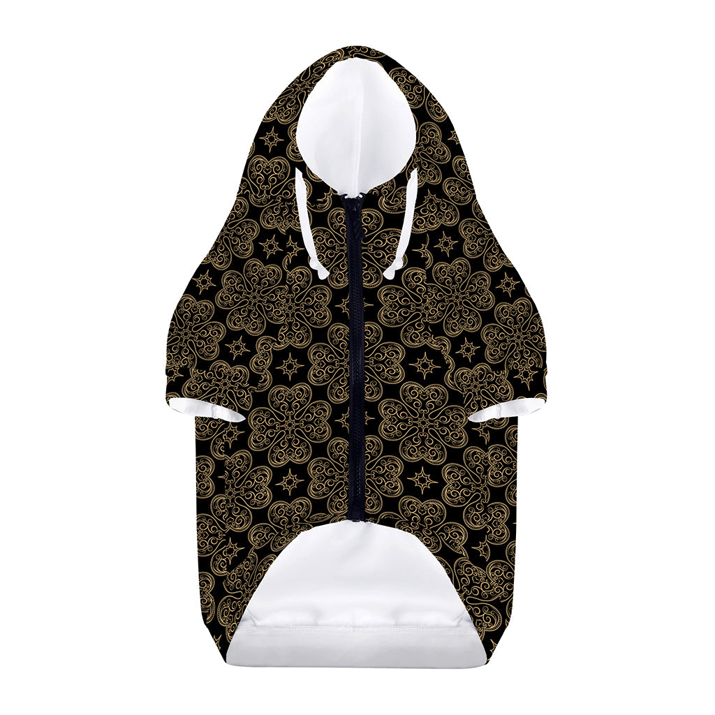 Gold Clover St. Patrick's Day Print Dog Zip Up Hoodie
