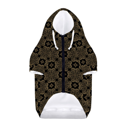 Gold Clover St. Patrick's Day Print Dog Zip Up Hoodie