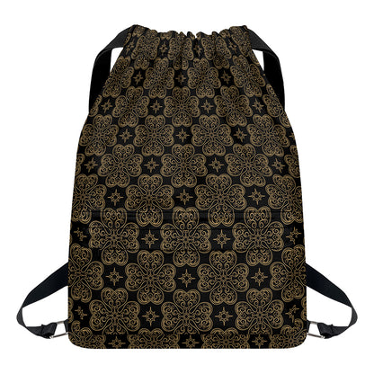 Gold Clover St. Patrick's Day Print Drawstring Backpack
