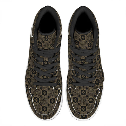 Gold Clover St. Patrick's Day Print High Top Leather Sneakers