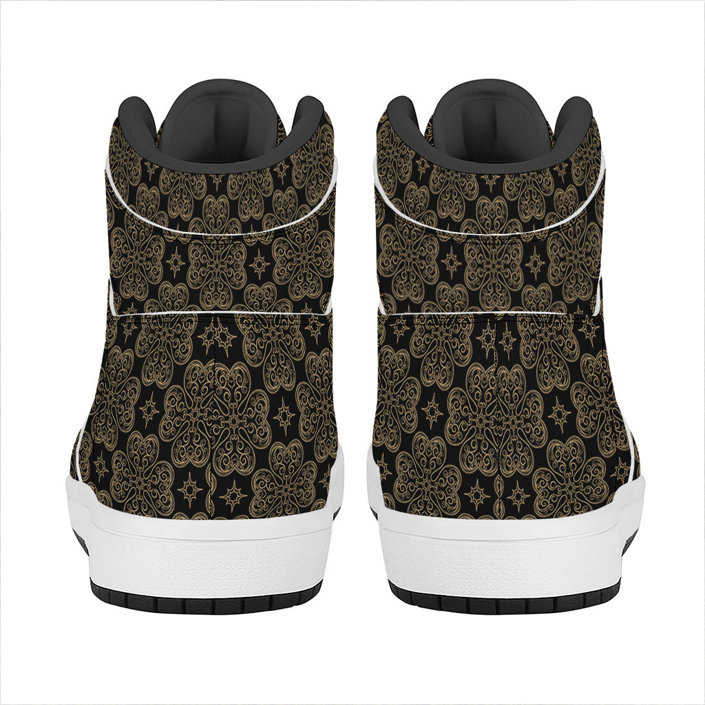 Gold Clover St. Patrick's Day Print High Top Leather Sneakers