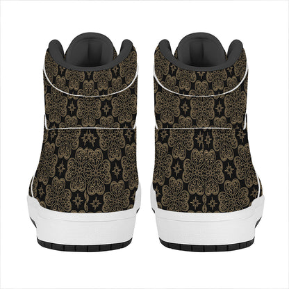 Gold Clover St. Patrick's Day Print High Top Leather Sneakers
