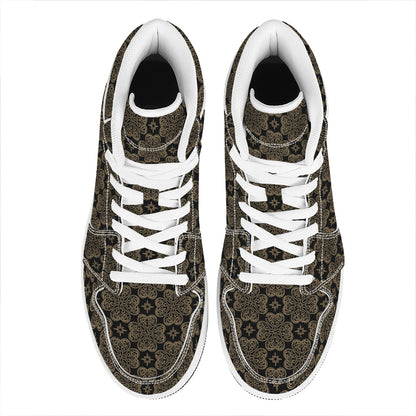 Gold Clover St. Patrick's Day Print High Top Leather Sneakers