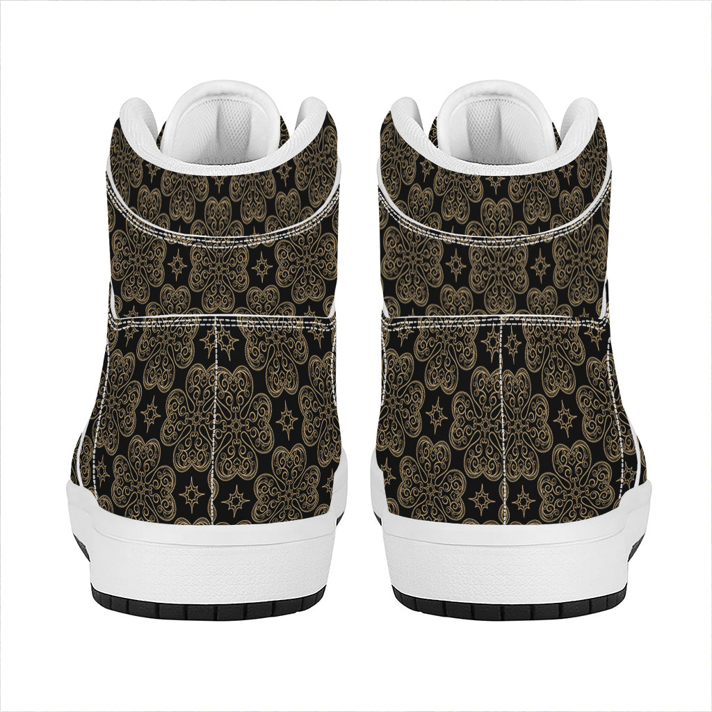 Gold Clover St. Patrick's Day Print High Top Leather Sneakers