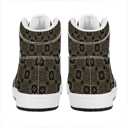 Gold Clover St. Patrick's Day Print High Top Leather Sneakers