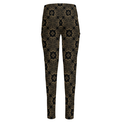 Gold Clover St. Patrick's Day Print High-Waisted Pocket Leggings