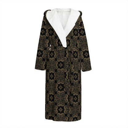 Gold Clover St. Patrick's Day Print Hooded Bathrobe
