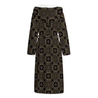 Gold Clover St. Patrick's Day Print Hooded Bathrobe