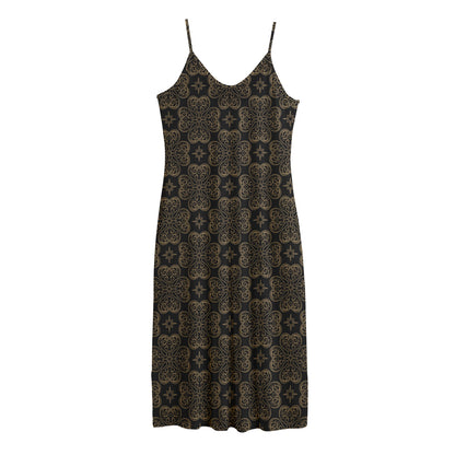 Gold Clover St. Patrick's Day Print Jersey Midi Cami Dress