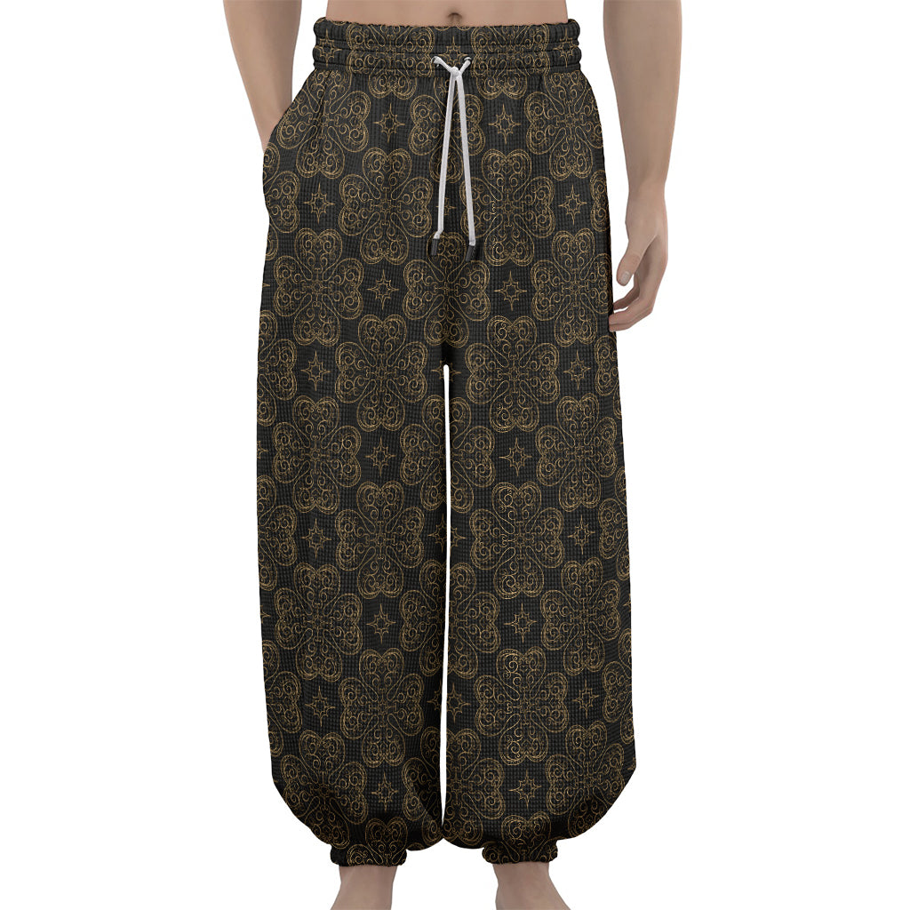 Gold Clover St. Patrick's Day Print Lantern Pants