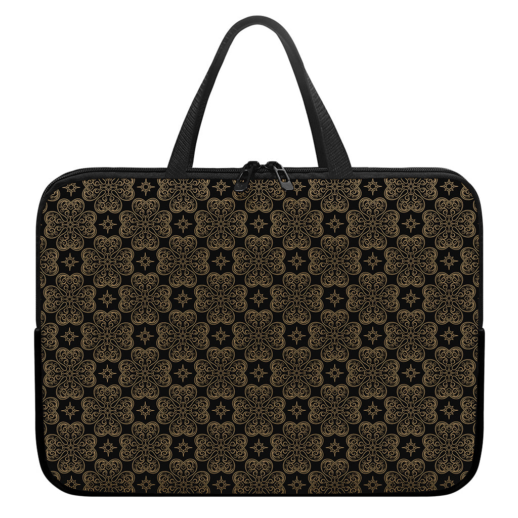 Gold Clover St. Patrick's Day Print Laptop Sleeve With Handle