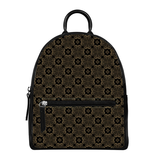 Gold Clover St. Patrick's Day Print Leather Backpack