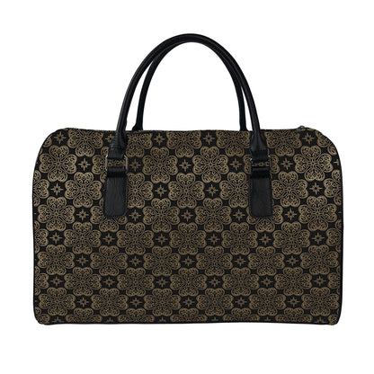 Gold Clover St. Patrick's Day Print Leather Duffle Bag