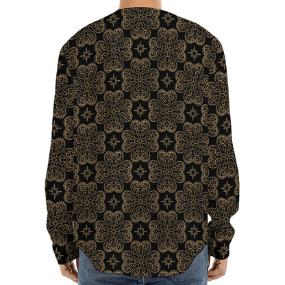 Gold Clover St. Patrick's Day Print Long Sleeve Baseball Jersey
