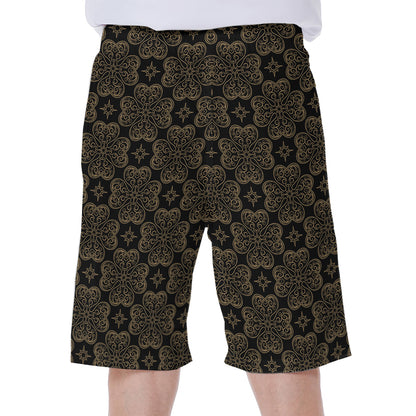 Gold Clover St. Patrick's Day Print Men's Beach Shorts