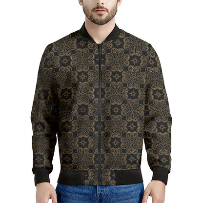 Gold Clover St. Patrick's Day Print Men's Bomber Jacket