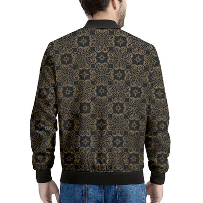 Gold Clover St. Patrick's Day Print Men's Bomber Jacket