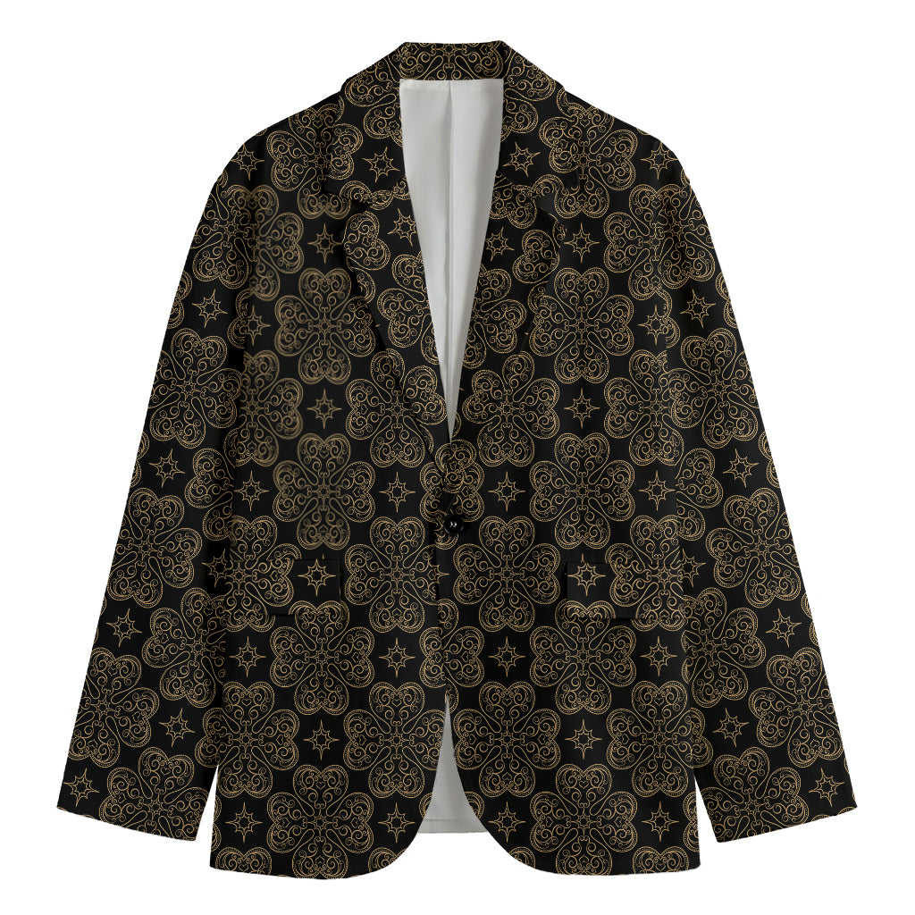 Gold Clover St. Patrick's Day Print Men's Cotton Blazer