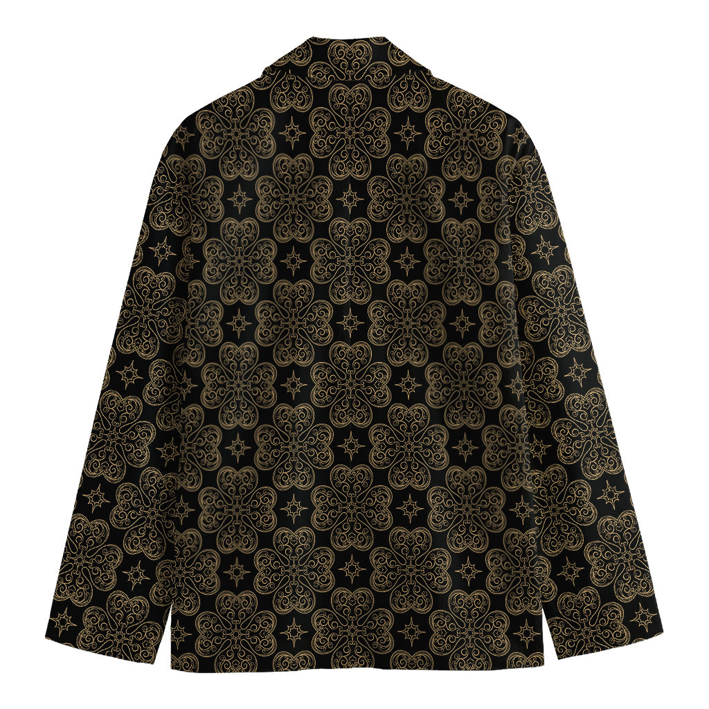 Gold Clover St. Patrick's Day Print Men's Cotton Blazer