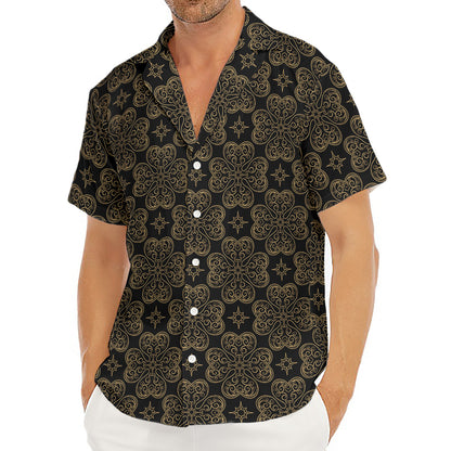 Gold Clover St. Patrick's Day Print Men's Deep V-Neck Shirt