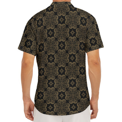 Gold Clover St. Patrick's Day Print Men's Deep V-Neck Shirt