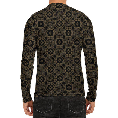 Gold Clover St. Patrick's Day Print Men's Long Sleeve Rash Guard
