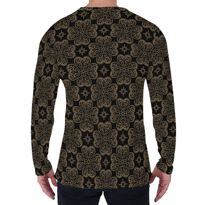 Gold Clover St. Patrick's Day Print Men's Long Sleeve T-Shirt