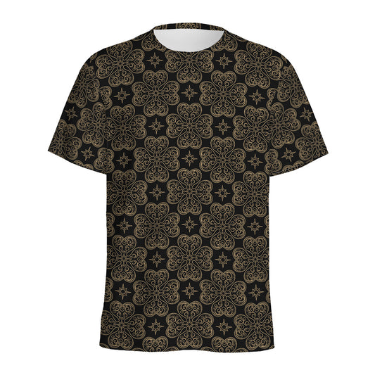 Gold Clover St. Patrick's Day Print Men's Sports T-Shirt