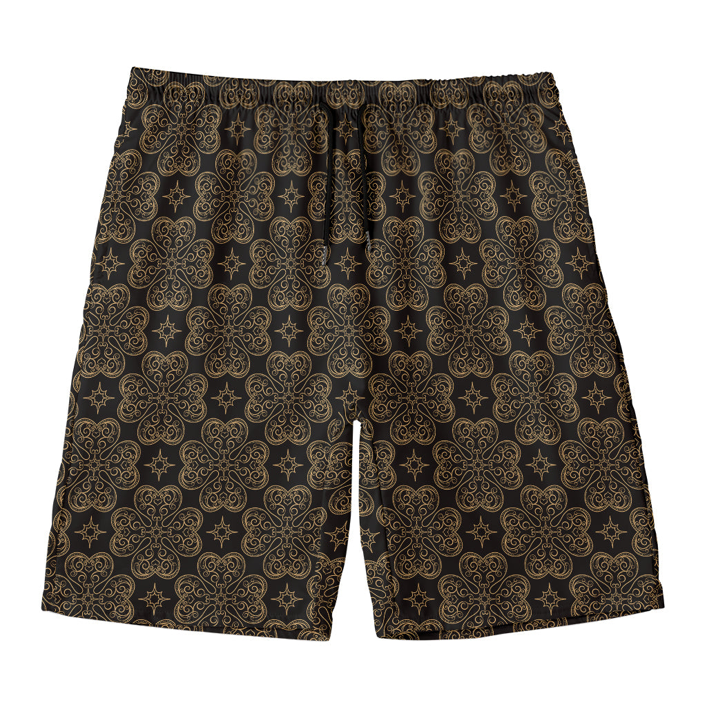 Gold Clover St. Patrick's Day Print Men's Swim Trunks