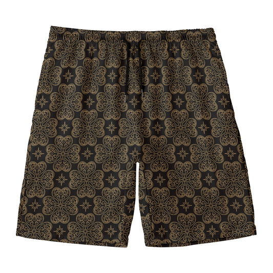 Gold Clover St. Patrick's Day Print Men's Swim Trunks