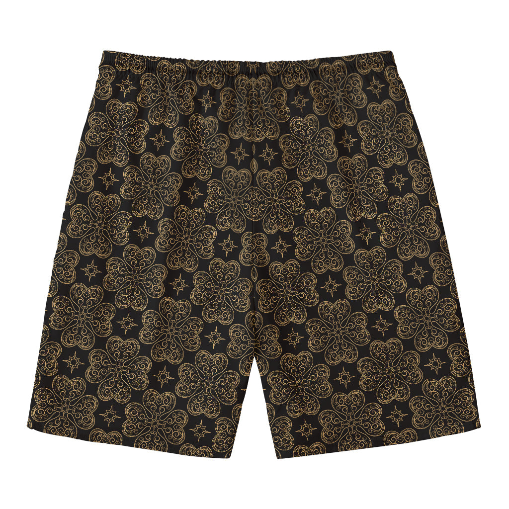 Gold Clover St. Patrick's Day Print Men's Swim Trunks