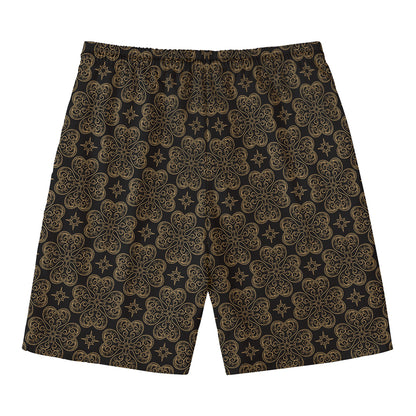 Gold Clover St. Patrick's Day Print Men's Swim Trunks
