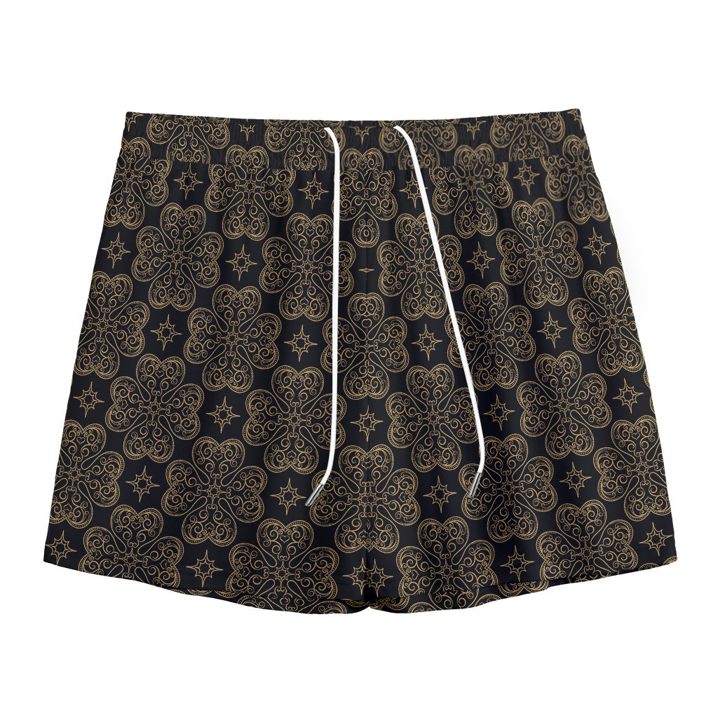 Gold Clover St. Patrick's Day Print Mesh Shorts