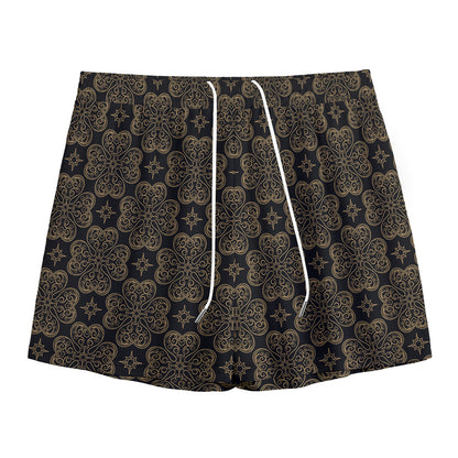 Gold Clover St. Patrick's Day Print Mesh Shorts