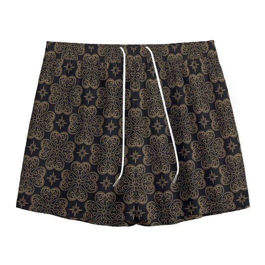 Gold Clover St. Patrick's Day Print Mesh Shorts