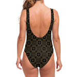 Gold Clover St. Patrick's Day Print One Piece Swimsuit