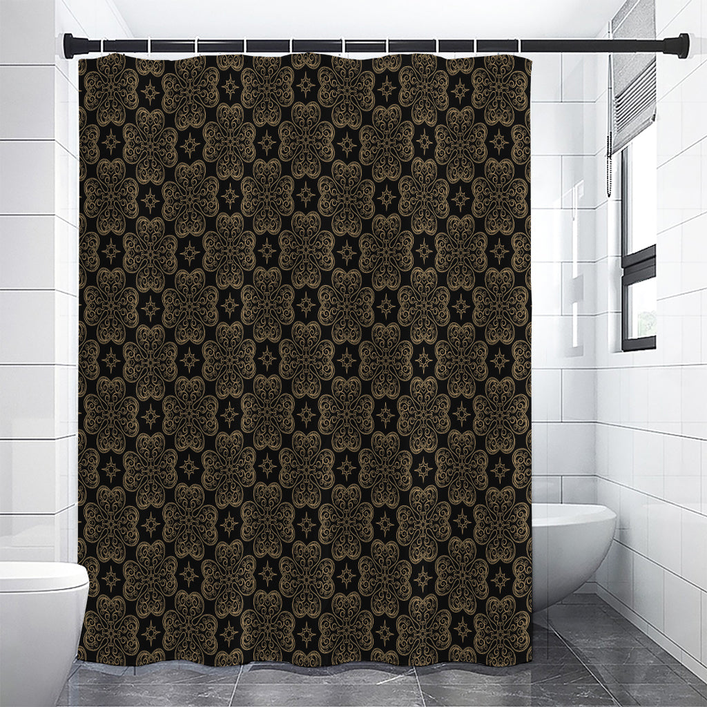 Gold Clover St. Patrick's Day Print Premium Shower Curtain