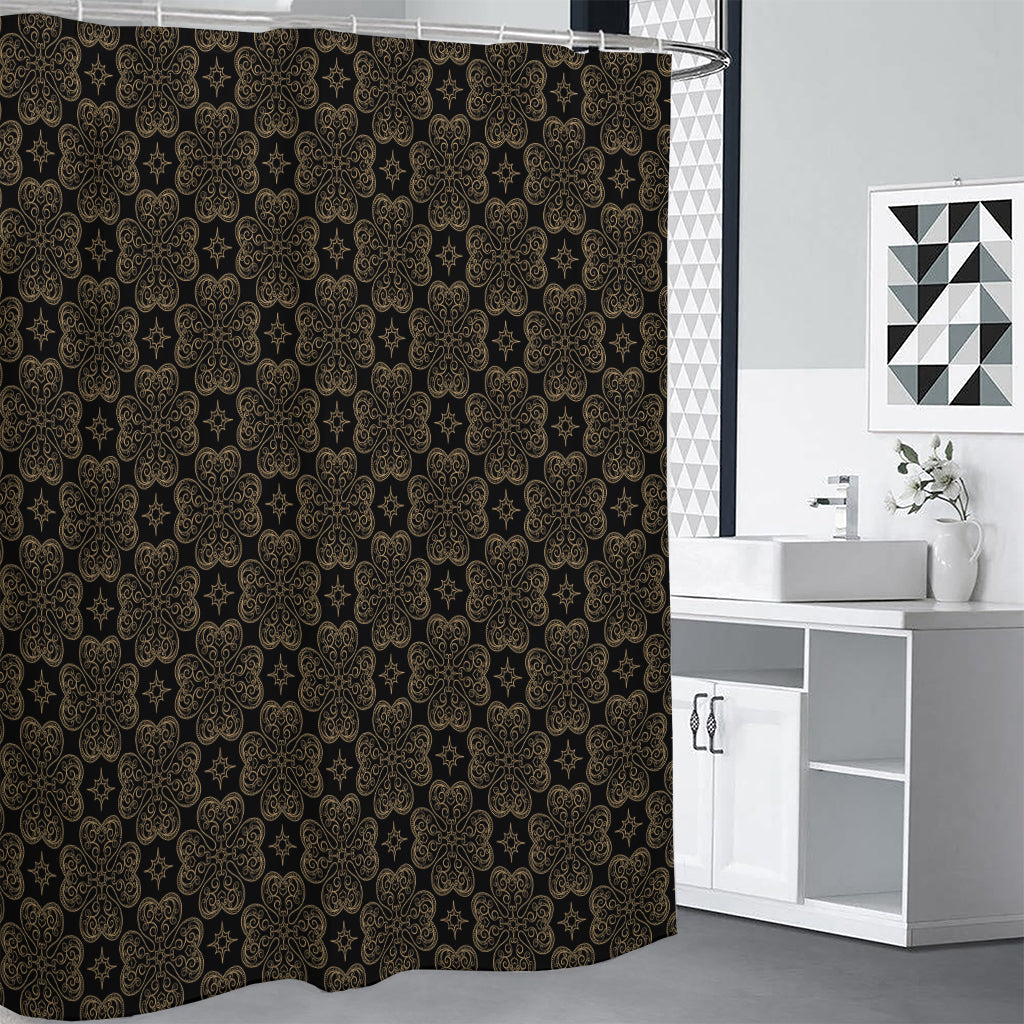 Gold Clover St. Patrick's Day Print Premium Shower Curtain