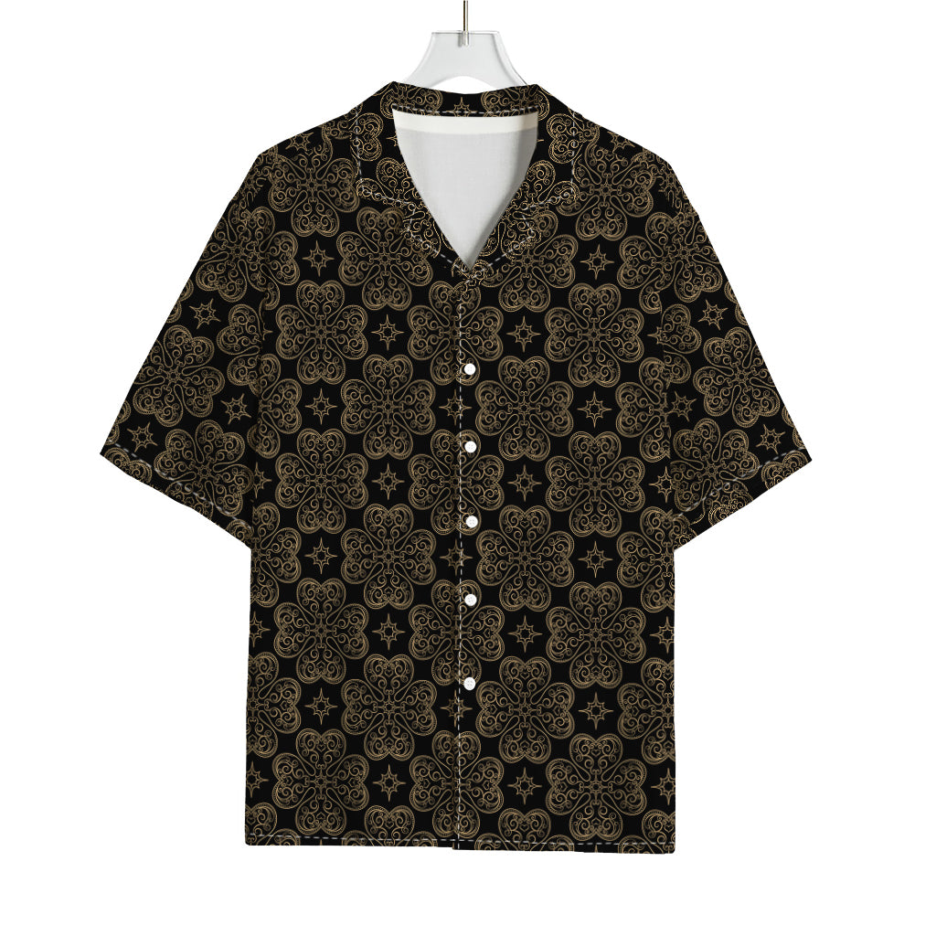 Gold Clover St. Patrick's Day Print Rayon Hawaiian Shirt
