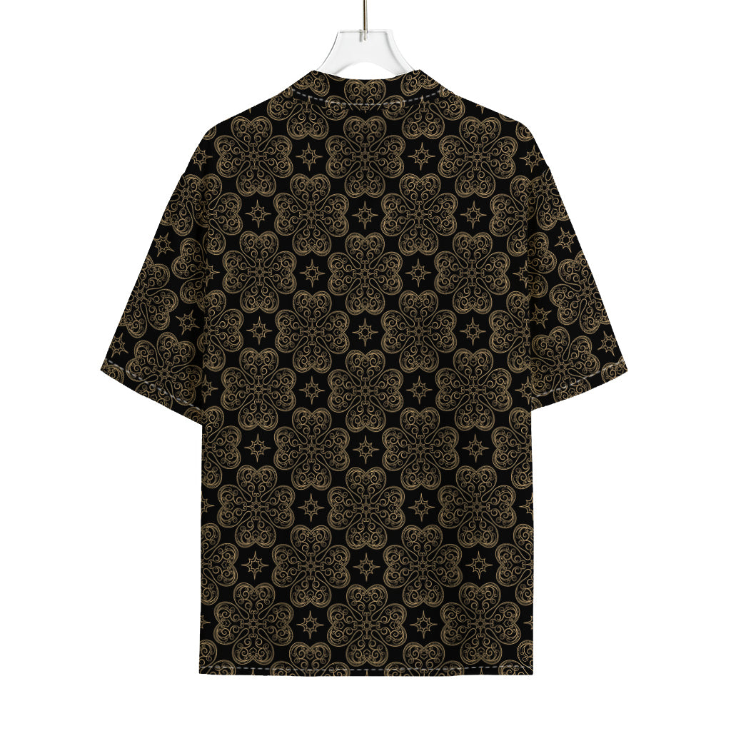 Gold Clover St. Patrick's Day Print Rayon Hawaiian Shirt