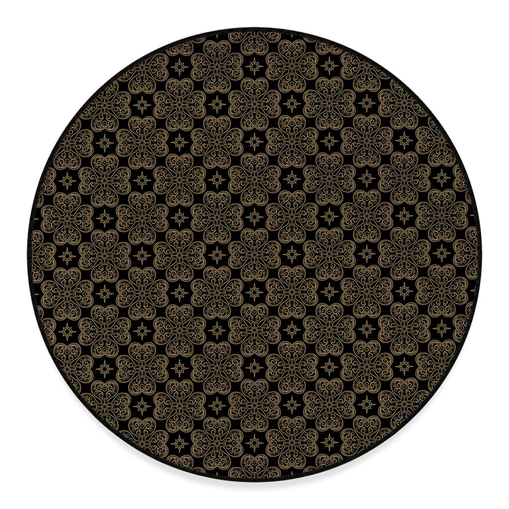 Gold Clover St. Patrick's Day Print Round Floor Mat