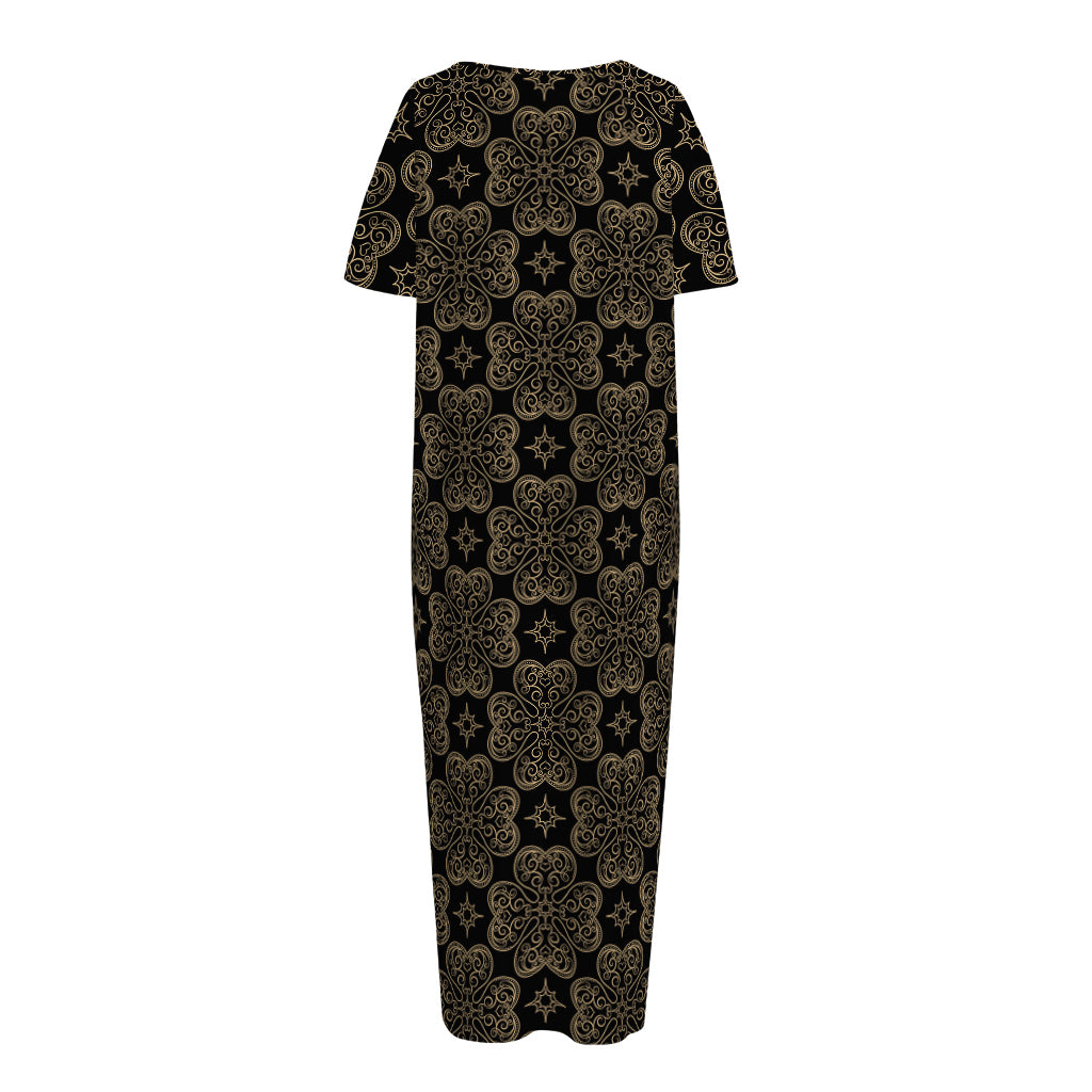 Gold Clover St. Patrick's Day Print Short Sleeve Long Nightdress