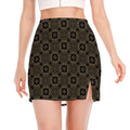 Gold Clover St. Patrick's Day Print Side Slit Mini Skirt